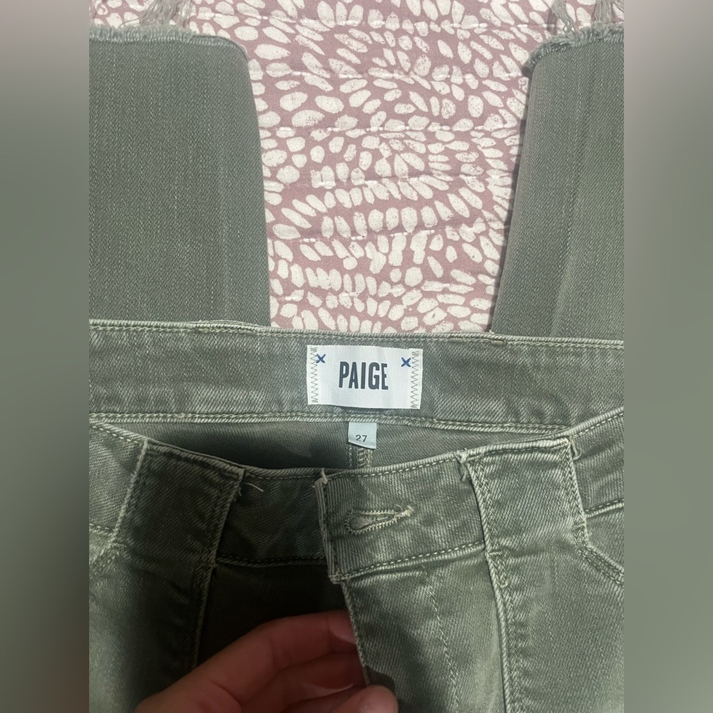 Paige Nellie Wide Women's 27 High Rise Green - Picture 2 of 6